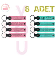 Pembe & Turkuaz, 8’li Set, Kişisel Mesajlı Deri Hediyelik, Aile Buluşmalarına Küçük Sürpriz