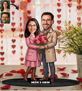 BK Gift Kişiye Özel Sevgili Karikatürlü Ahşap Biblo -15, Fotoğraftan Karikatür, Sevgililer Günü Hediyesi, Ev Hediyesi