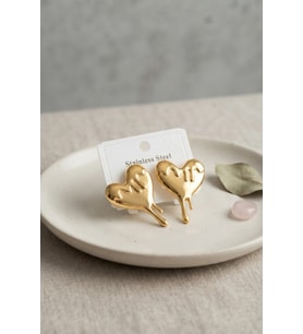 316L Çelik Gold Renk Melting Heart Model Küpe TJ-BKP12020