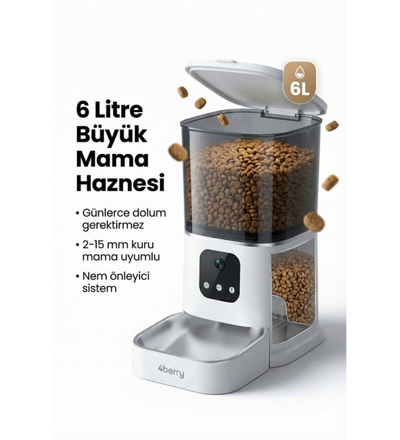 Otomatik Mama Kabı WiFi Kontrollü 6L – Akıllı Kedi & Köpek Mama