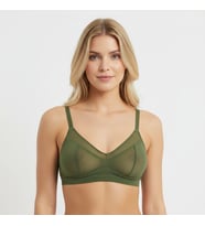 Kadın Tül Transparan Balensiz Spor Sütyen BB2059 (Yeşil)