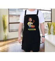 BK Gift Kişiye Özel Erkek Chef Karikatürlü Profesyonel Siyah Mutfak Önlüğü, Aşçı Önlüğü, Şef Önlüğü, Arkadaşa Hediye-5