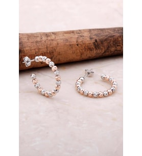 Dorika Rose 925 Ayar Gümüş 21 Mm Halka Küpe 5028