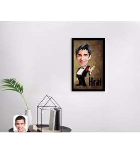 BK Gift Kişiye Özel Kral Karikatürlü Dekoratif Ahşap Siyah Çerçeveli Tablo-1