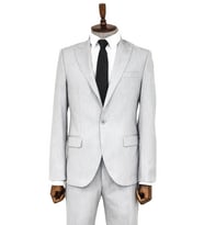 İki Parça Slim Fit Açık Gri Erkek Takım Elbise - Wessi