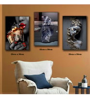 kırmızı rujlu wamp kadın yavru kedi ve kaplan tablosu 3 adet 35cmx50cm kumaş baskılı canvas tablo