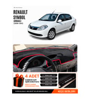 e-biz RENAULT SYMBOL AİRBAGLİ (2008-2011) Uyumlu Torpido Örtüsü, Torpido Kılıfı - Siyah-Kırmızı - RE030