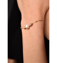 925 Ayar Gümüş Rose-gold Kaplama Inci Simli Dorika Toplu Bileklik