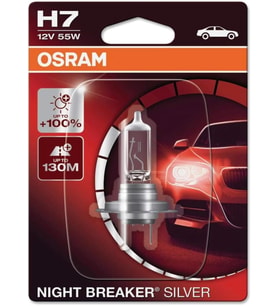 H7 Night Breaker Silver Far Ampulü, 12V 55W,%100 Daha Fazla Işık, 130m Mesafe