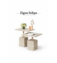 Moln Traverten 3'lü Zigon Sehpa Yan Sehpa Ahşap