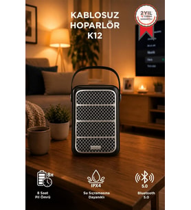 Lenovo Bluetooth Hoparlör Kablosuz Taşınabilir Speaker K12 Siyah