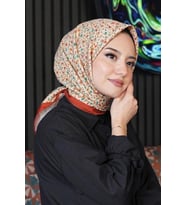 Mini Çiçek Desen Mercan Soft Pamuk Eşarp (Standart)