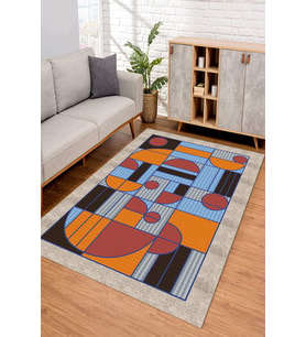 Dijital Kaymaz Taban Yıkanabilir Renkli Salon Halısı Mutfak Halısı Yolluk ND-SD-1003 (Çok Renkli)