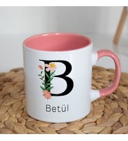 Kişiye Özel B Baş Harf ve İsimli Kupa Bardak