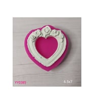 YY0385 Üstü Güllü Kalp Çerçeve Silikon Kalıp