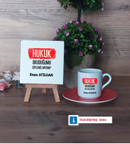 Hukuk Okuduğumu Söylemiş Miydim Dekoratif Taş, Türk Kahvesi Fincanı Kırmızı İsme Özel Hediye (Model 6)