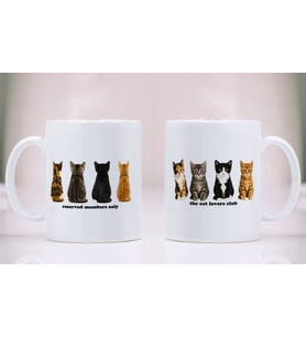 BBaskı Kedi Severlere Özel The Cat Lovers Club Tasarımlı Kupa Bardak 330 ml – Hediyelik Porselen Kupa