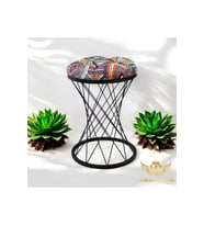 Metal Pota Ayaklı Black Rug Pattern Puf Style 2025