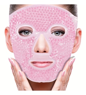 Jel Yüz Maskesi Soğuk Sıcak Boncuklu Ayarlanabilir Maske (Pembe) ( Lisinya )
