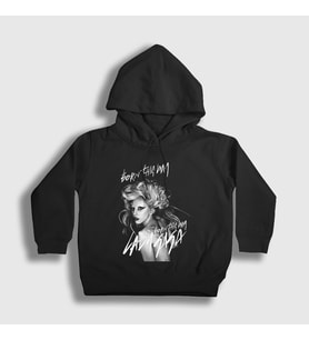 Presmono Unisex Çocuk Siyah Born This Way Müzik Lady Gaga Kapüşonlu Sweatshirt 474038tt