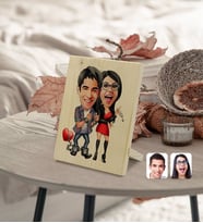 BK Gift Kişiye Özel Sevgililer Karikatürlü Dekoratif Ahşap Çerçeve Model 1