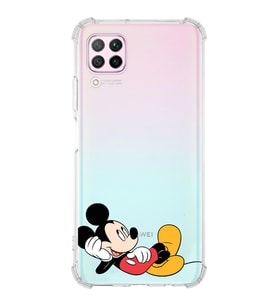 Huawei P40 Lite  Köşe Korumalı Antişok Kapak Mickey Mouse Tasarımlı Şeffaf  Kılıf