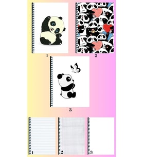 Panda A4 defter 3 adet çizgili + kareli + çizgisiz büyük boy 21*29 cm süper set