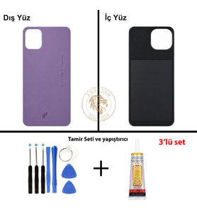 Reeder Vida Seti + Yapıştırıcı S23 Max Pro Mor Yapıştırıcı B-7000 Yapıştırıcı Vida Seti Arka Kapak Arka Cam Batarya Kapağı Lazer Kesim Kapak Pil Kapağı Back Cover