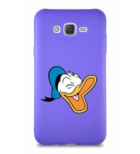 Samsung Galaxy J7 Soft Premier Kapak Donald Duck-E Tasarımlı Silikon Kılıf - Mor (Şeffaf)