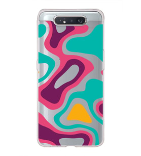 Samsung Galaxy A80  Kapak Renkli Desen Tasarımlı Şeffaf Silikon Kılıf