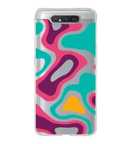 Samsung Galaxy A80  Kapak Renkli Desen Tasarımlı Şeffaf Silikon Kılıf