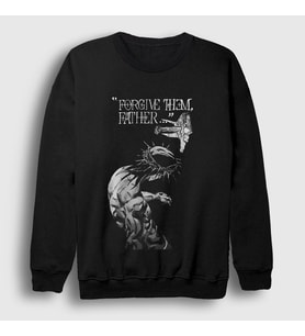 Presmono Unisex Siyah Forgive Them Father Jesus Jojo Sweatshirt 531987tt