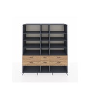 Kronos Dolap 12 Raflı 6 Çekmeceli  220x59x243 Antrasit-Antrasit/Çam
