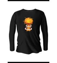 Boom Baskılı Uzun Kollu Bisiklet Yaka Erkek Siyah T-Shirt