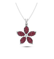 Pırlantalı Flower Kolye (Altın-Beyaz)