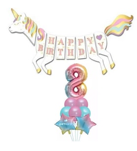 Unicorn 8 Yaş Happy Birthday Gökkuşağı