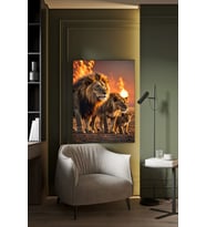 3'LÜ CESUR ASLAN KANVAS TABLO EV DUVAR SALON OFİS DÜKKAN HEDİYELİK DEKARASYON SÜSÜ (Çok Renkli)
