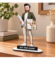 Fotoğraftan Kişiye Özel İç Mimar Karikatürlü 18 cm MDF Masaüstü Biblo - İç Mimar Hediyesi Mühendise ve Teknik Meslek Sahibine Hediye