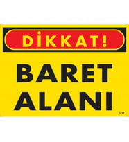 Dikkat Baret Alanı Uyarı Levhası 25x35 KOD:1417