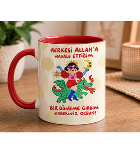 Herkesi Allah’a Havale Ettim Temalı Kırmızı Kupa Bardak