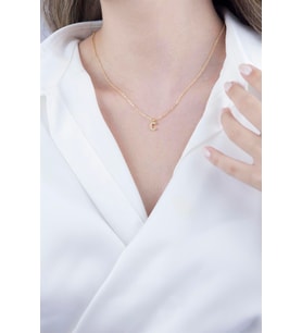 C Harfli Gold Zincir Kolye