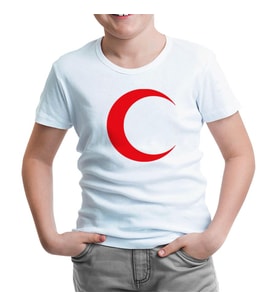 Türk Bayrağı - Bayrak Ay Beyaz Çocuk Tshirt