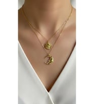 Luxury İkili Ay Dede Güneş Kolye 925 Ayar (Gold)