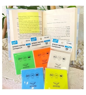 Magic Yapışkanlı Not Kağıdı Şeffaf Neon Renk - 3 adet