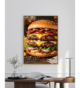 çift kaşarlı hamburger Ev Duvar Salon Güzellik Salonu Ofis Dükkan Dekarasyon Kanvas Tablo