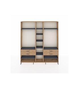 Arges Dolap 11 Raflı 4 Çekmeceli 2 Askılı 220x30x243 Çam-Antrasit/Çam