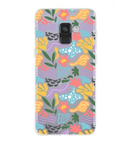 Samsung Galaxy A8 2018 ile Uyumlu 1mm Kapak Memphis Desen Tasarımlı Şeffaf Silikon Kılıf