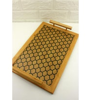 Bambu Tepsi Dikdörtgen Desenli 40*27cm Servis Sunum Tepsi