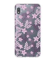 Samsung Galaxy A10 Uyumlu Kapak Floral Pudra Tasarımlı Şeffaf Silikon Kılıf