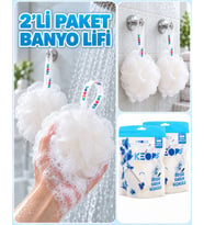 2’li Paket, Sabunlu Banyo Lifi, Duş ve Vücut Temizleme Lifi